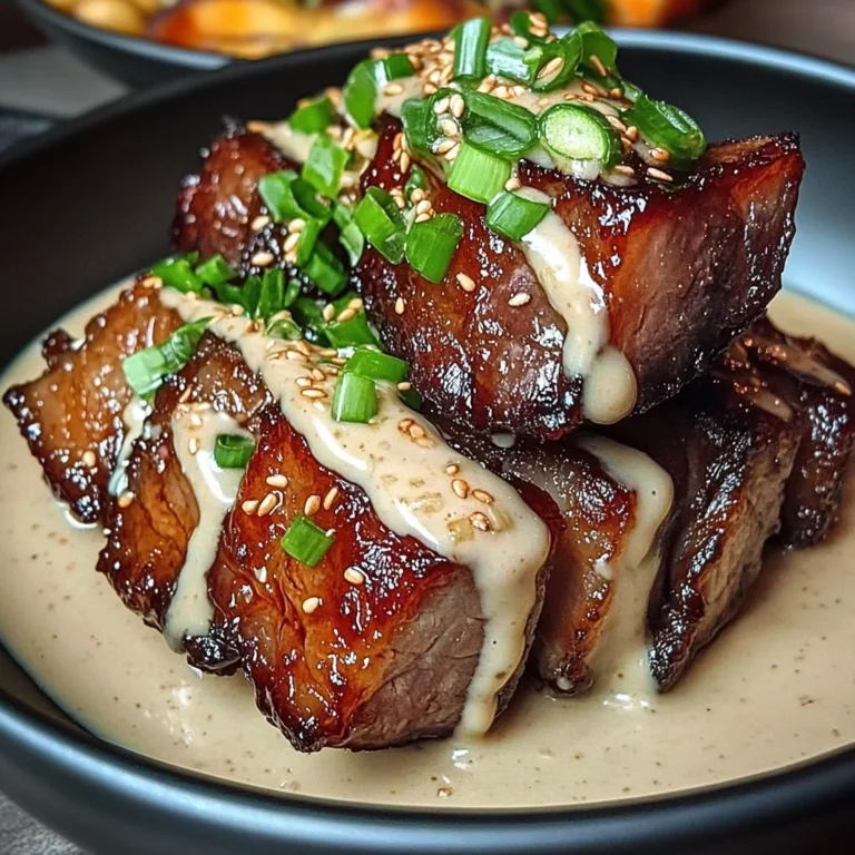 Crispy Char Siu beef Belly with Creamy Sauce