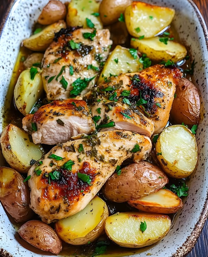Greek chicken and potatoes