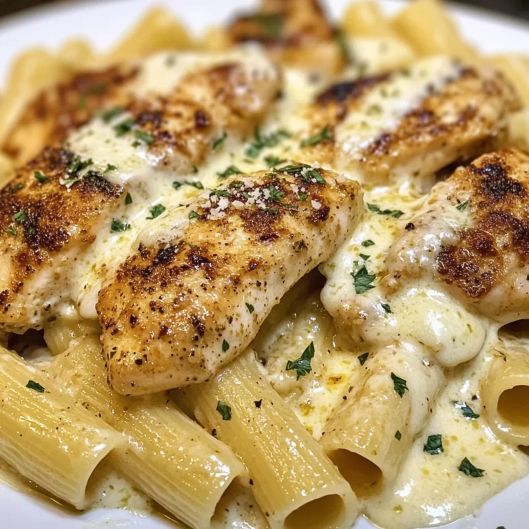 Garlic Parmesan Chicken with Creamy Rigatoni Pasta