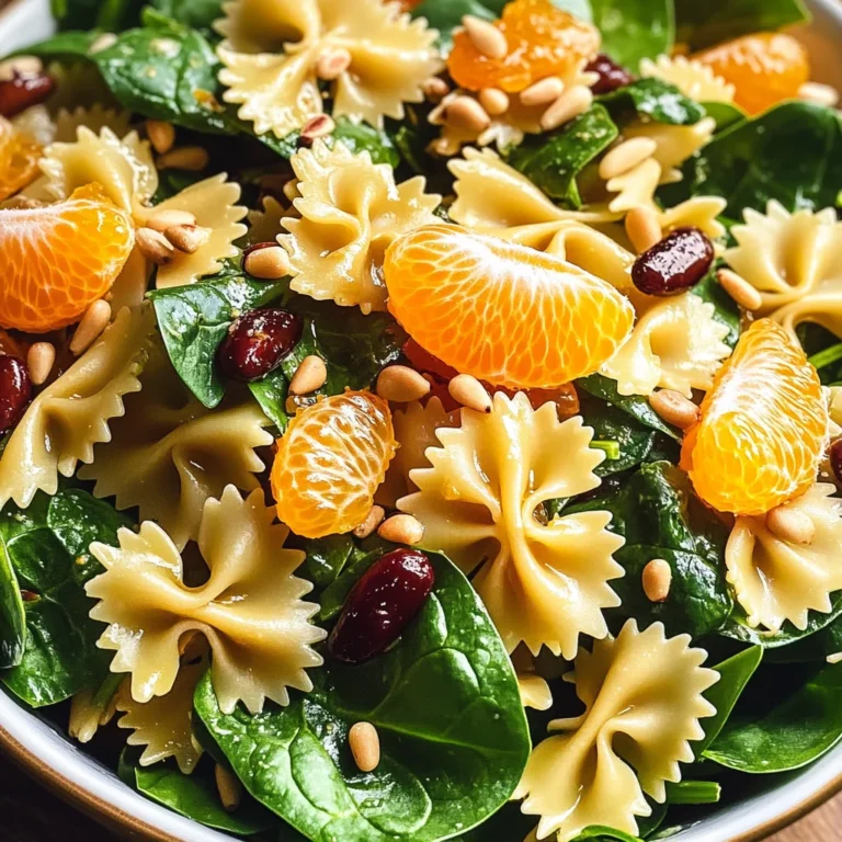 Mandarin Pasta Spinach Salad with Teriyaki Dressing