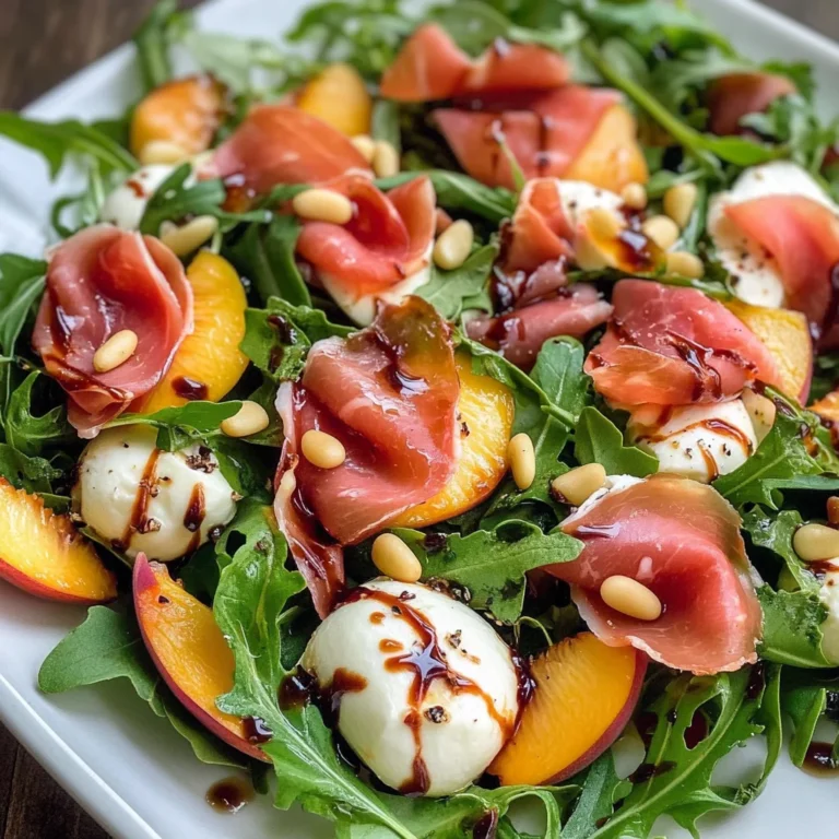Prosciutto salad with peach and mozzarella