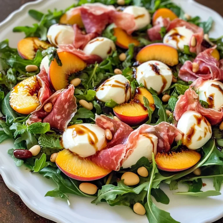 Prosciutto salad with peach and mozzarella