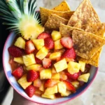Strawberry Pineapple Fruit Salsa with Cinnamon Tortilla Chips