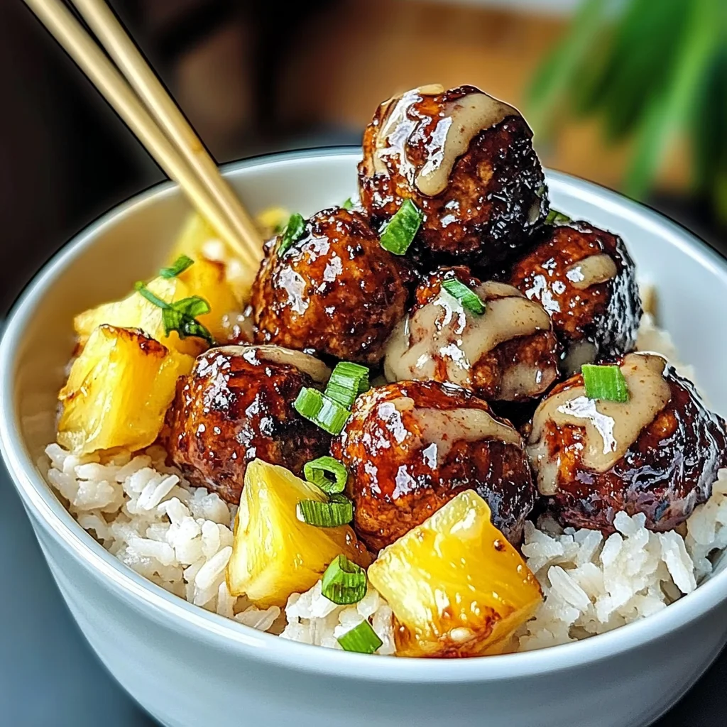 Sweet and Spicy Hawaiian Meatball Bowls