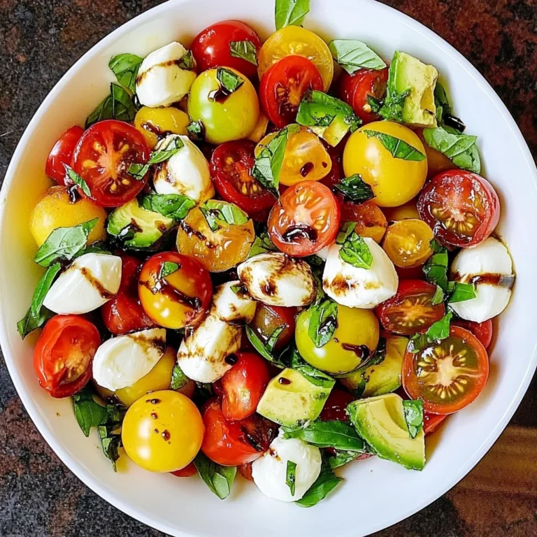 Tomato Basil Avocado Mozzarella Salad with Balsamic Dressing
