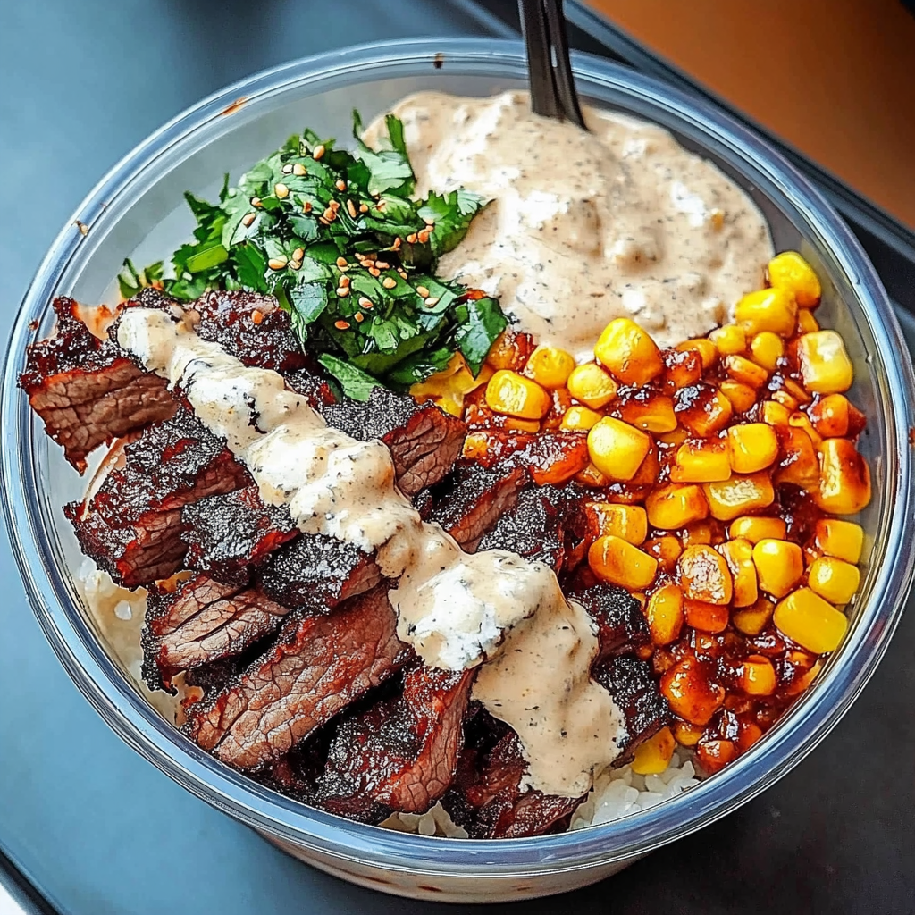 Korean BBQ Beef Bowl with Corn & Creamy Sauce