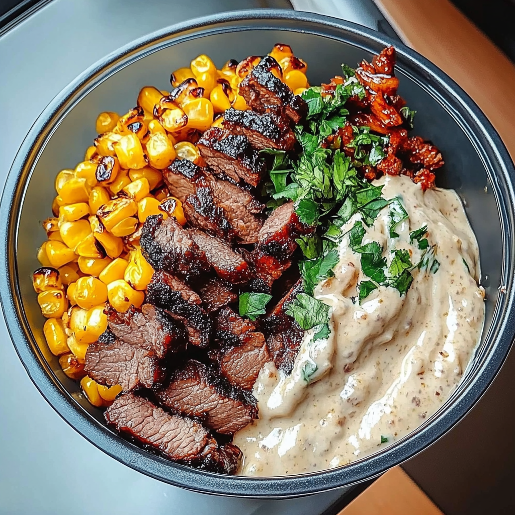 Korean BBQ Beef Bowl with Corn & Creamy Sauce