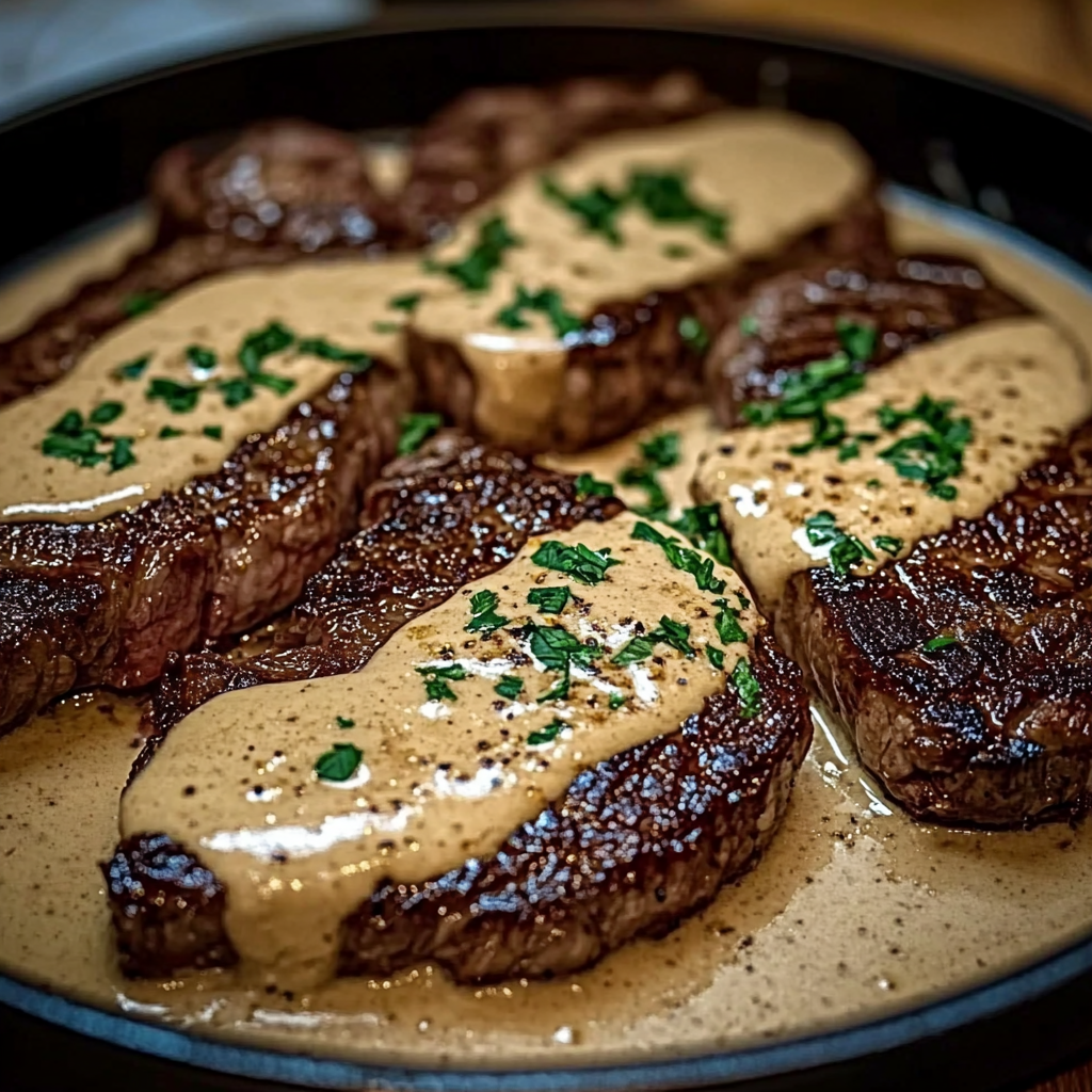 Juicy Steak with Creamy Garlic Sauce