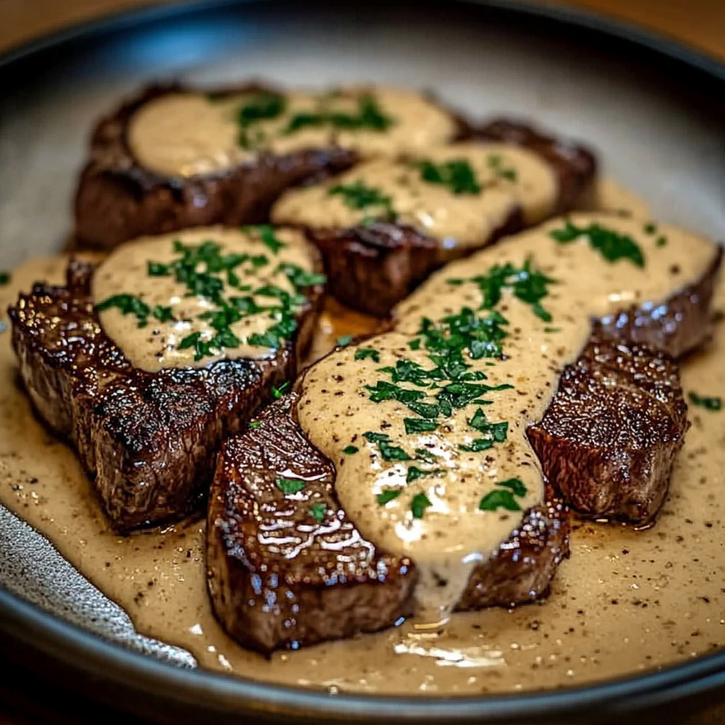 Juicy Steak with Creamy Garlic Sauce