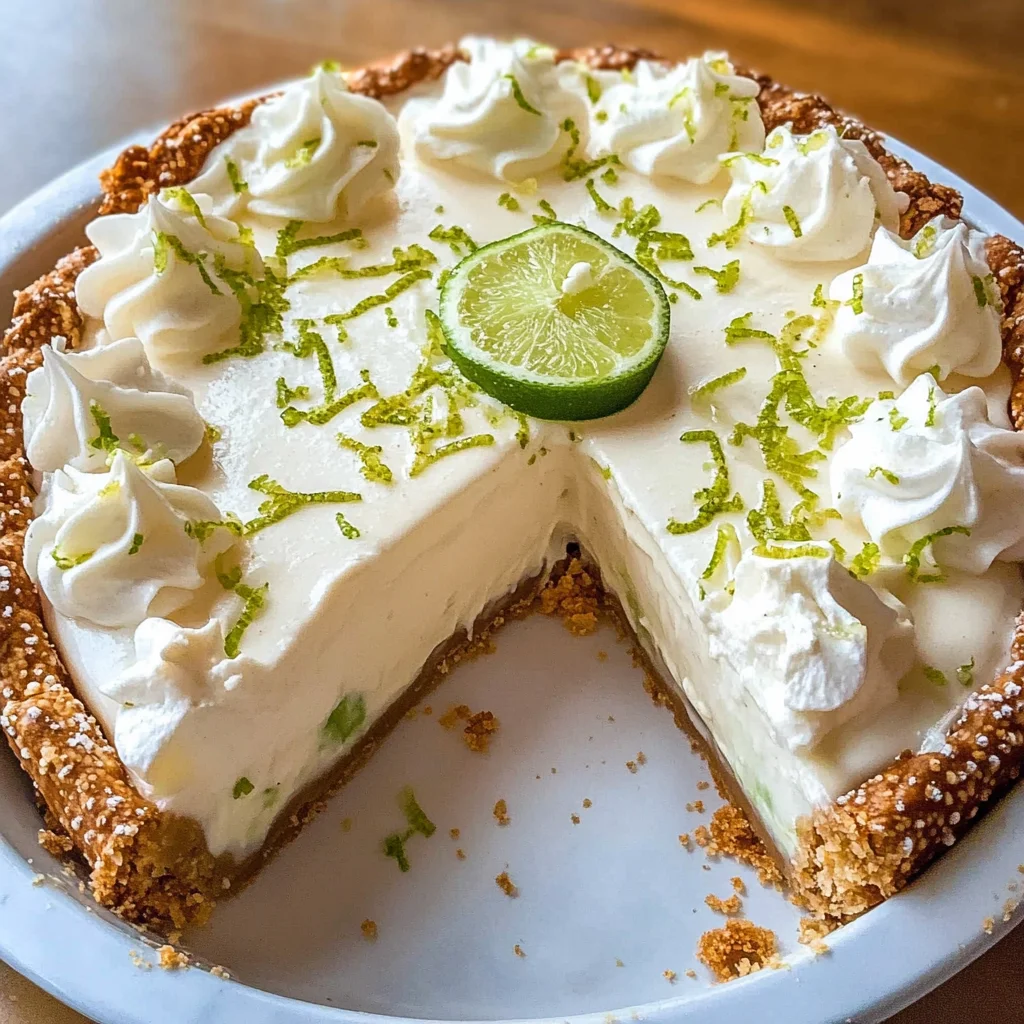 Margarita pie with a pretzel crust