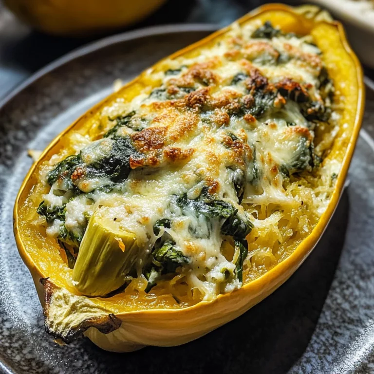 Spinach and Artichoke Stuffed Spaghetti Squash