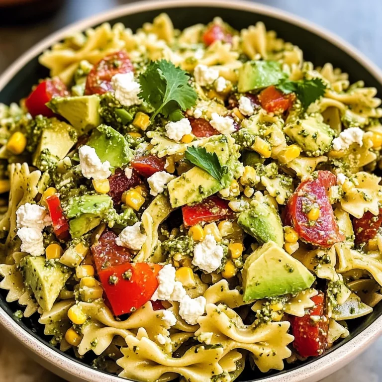 Street Corn Pasta Salad with Cilantro Pesto & Goat Cheese