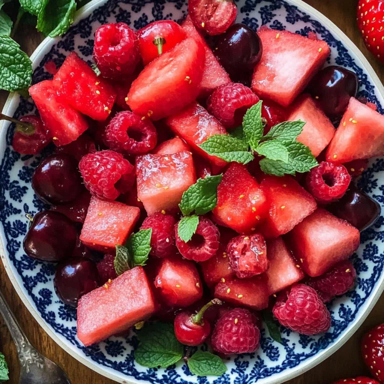 Watermelon Fruit Salad with Lime Mint Dressing
