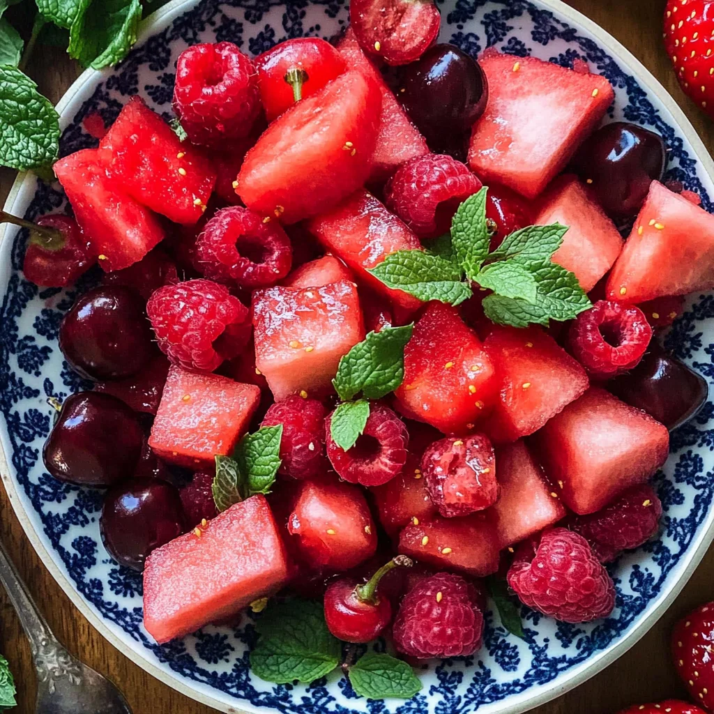 Watermelon Fruit Salad with Lime Mint Dressing