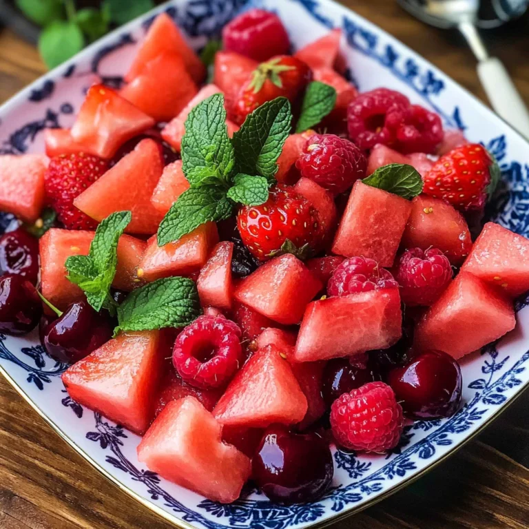 Watermelon Fruit Salad with Lime Mint Dressing
