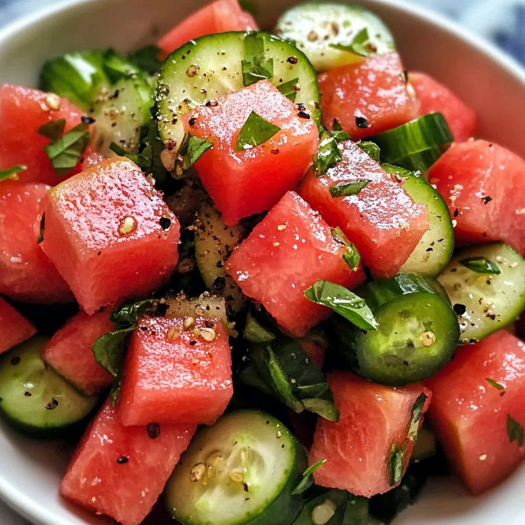 Watermelon Cucumber Jalapeño Salad