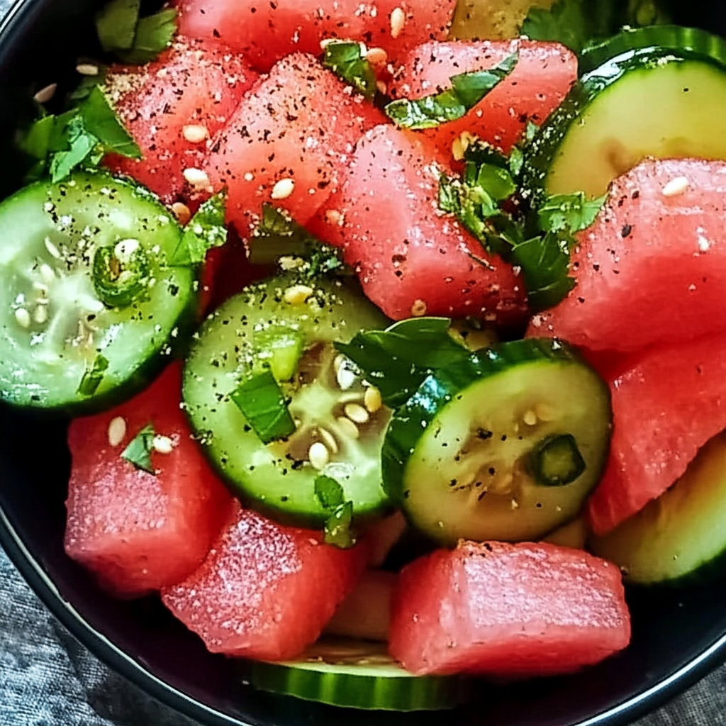 Watermelon Cucumber Jalapeño Salad