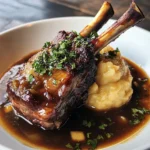 Braised Lamb Shank with Velvety Roasted Garlic Puree