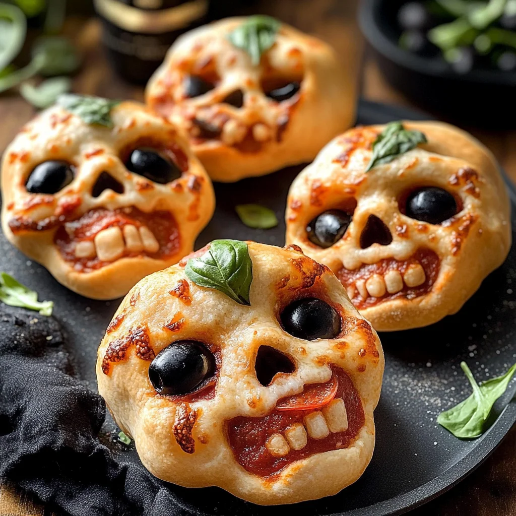 Cheesy Halloween Pizza Skulls