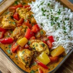 Chicken Curry with Bell Peppers & Fluffy Rice