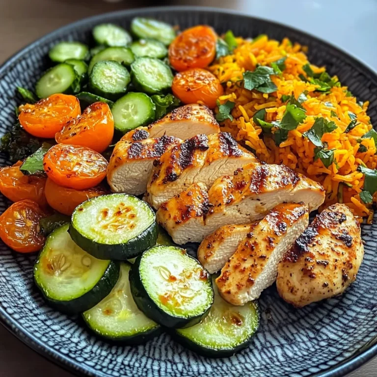 Colorful Chicken Veggie Plate with Carrot Rice & Salad