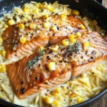 Creamed Corn Orzo with Salmon