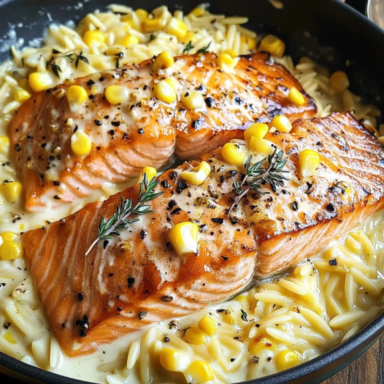 Creamed Corn Orzo with Salmon