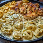 Creamy Chicken Tortellini with Mozzarella Garlic Sauce