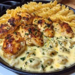 Creamy Garlic Butter Chicken with Twisted Cheddar Pasta