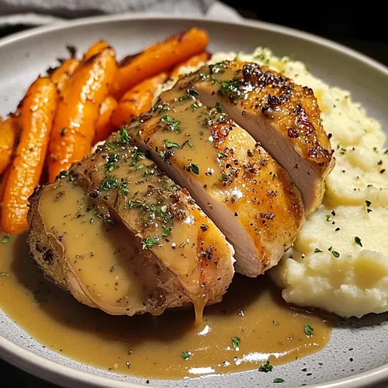 Creamy Herb Roasted Chicken with Mashed Potatoes and Honey-Glazed Carrots