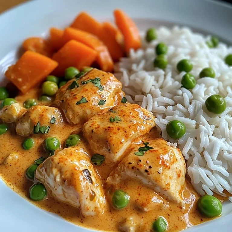 Creamy Paprika Chicken with Rice & Buttered Veggies