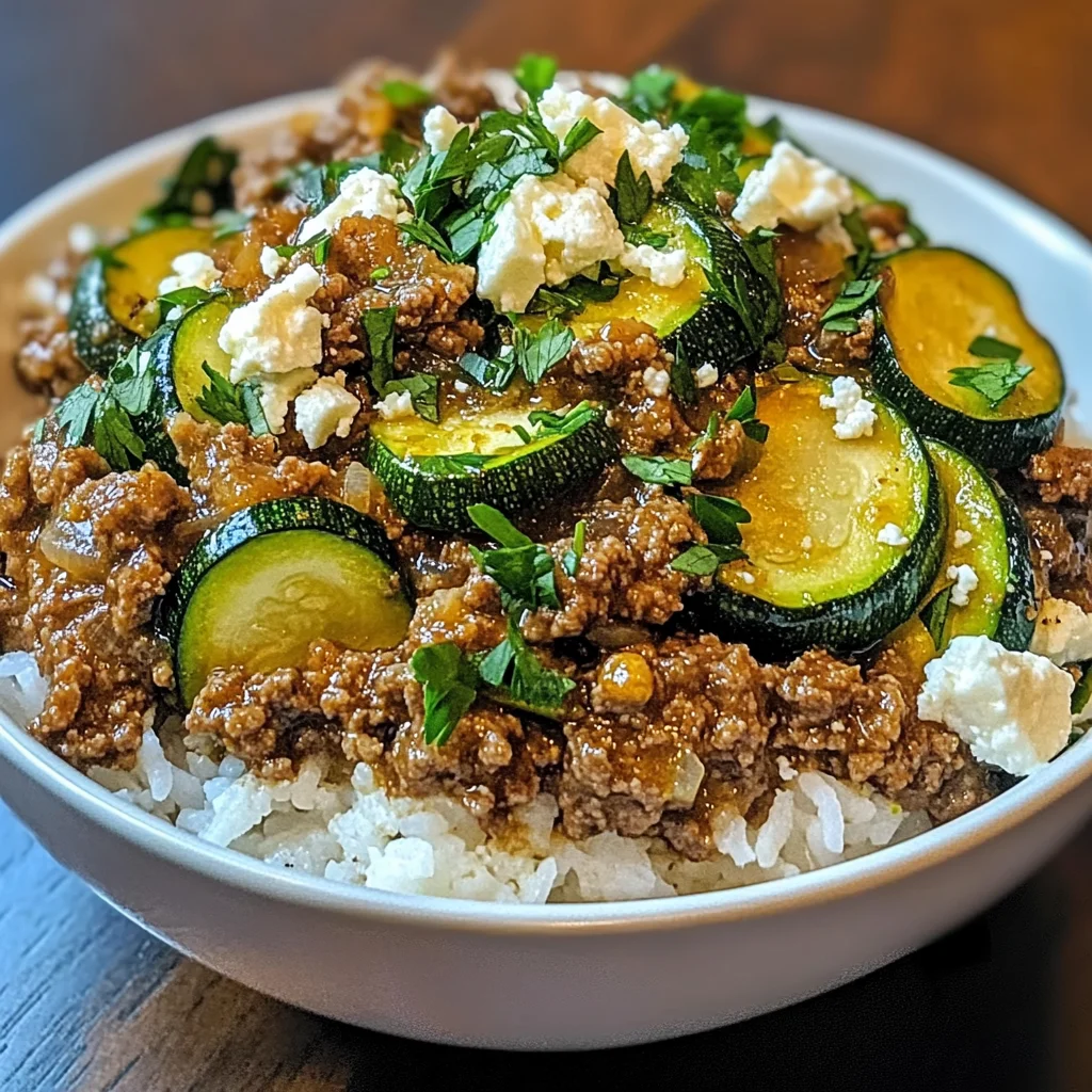 Greek-Style Beef and Zucchini Rice Bowl