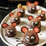 Halloween Dessert - Strawberry and Chocolate fudge mice
