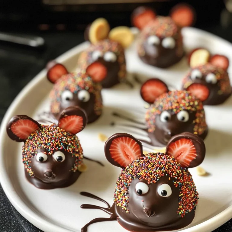 Halloween Dessert - Strawberry and Chocolate fudge mice