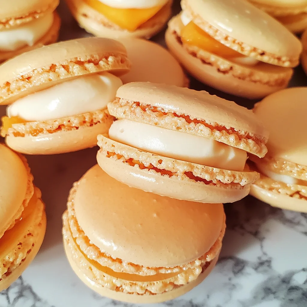 Peach Macarons with Fresh Peaches and Cream