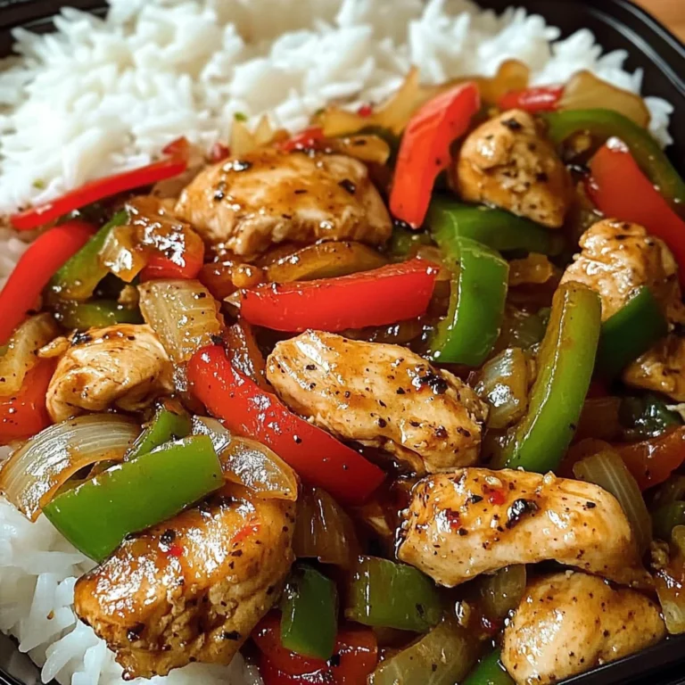 Spicy Garlic Pepper Chicken Stir-Fry with Steamed Rice
