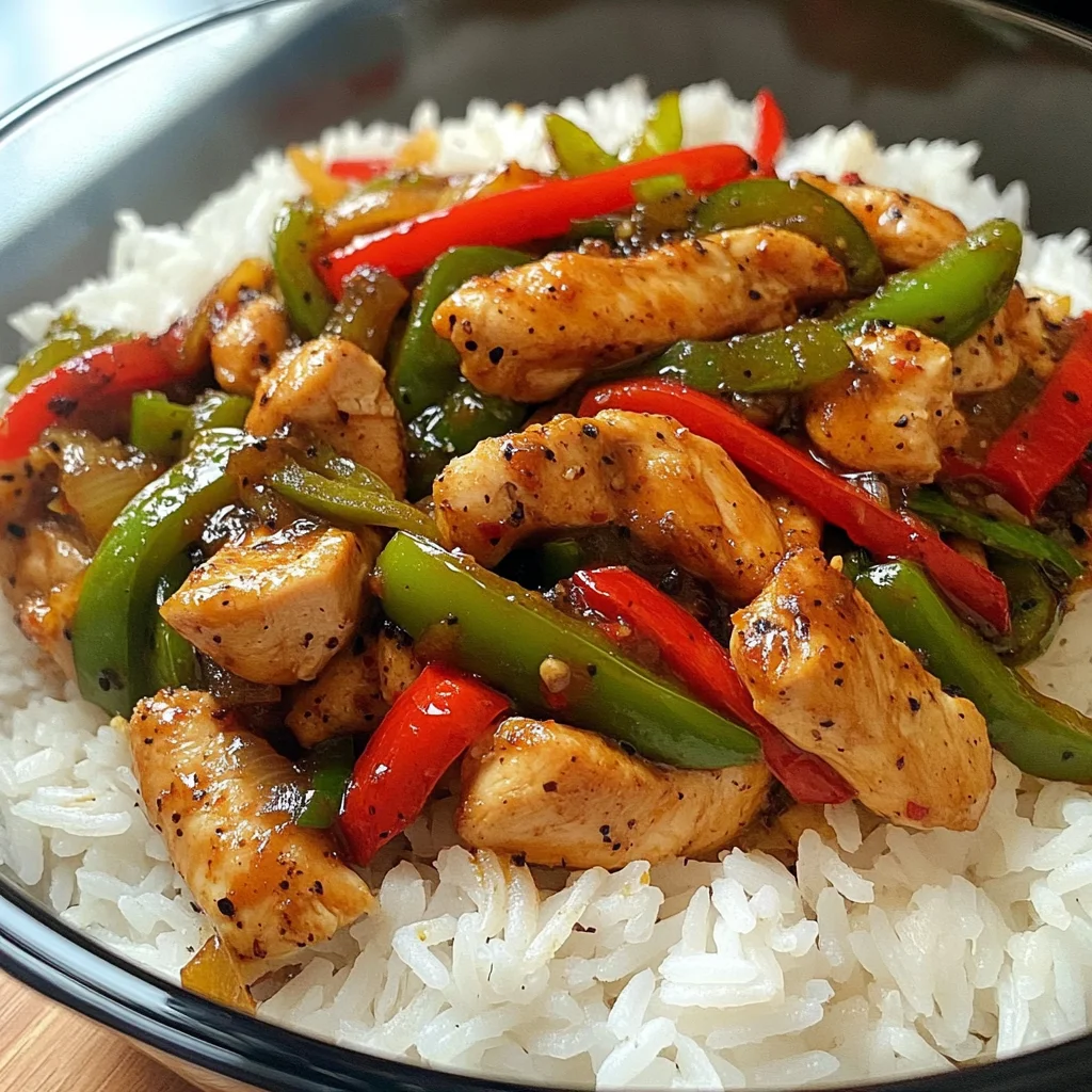 Spicy Pepper Chicken Stir-Fry with Rice