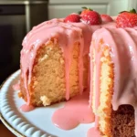 Strawberry Buttermilk Pound Cake with Pink Glaze