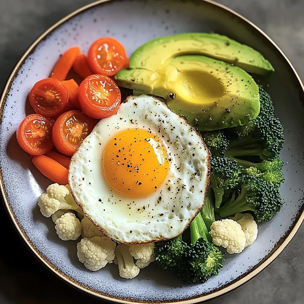 Sunny-Side Egg with Avocado, Tomatoes & Steamed Veggies