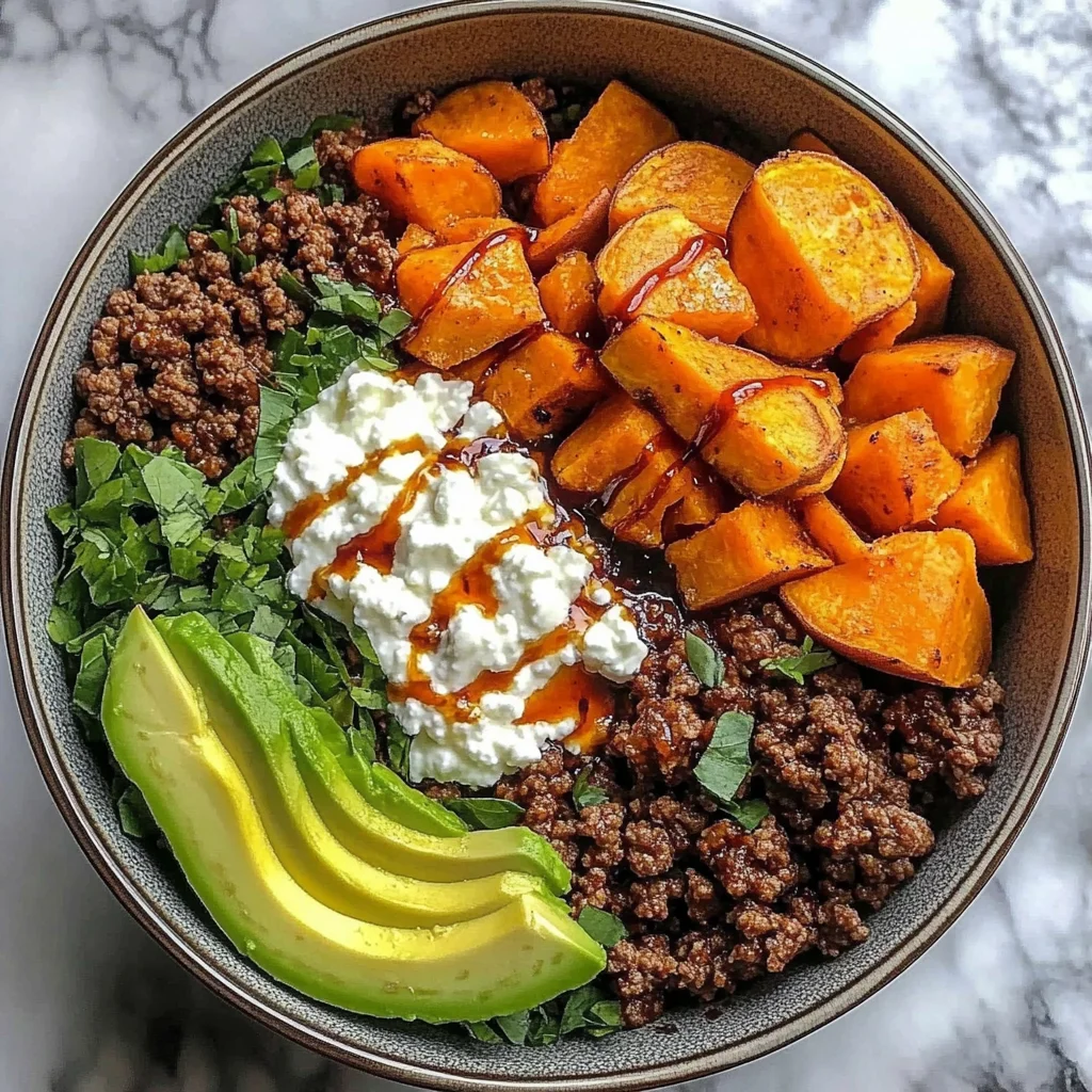 Sweet Potato & Ground Beef Protein Bowl with Cottage Cheese