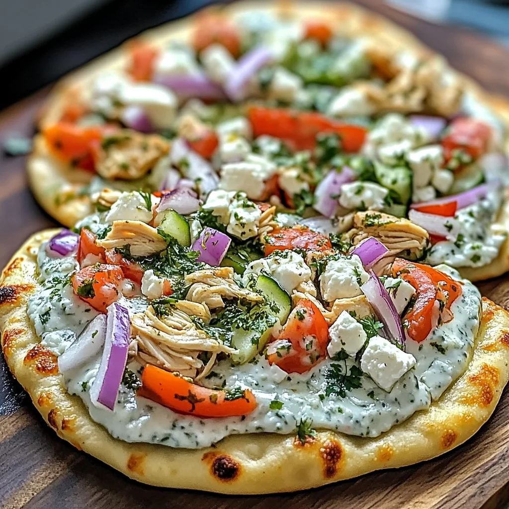 pizza topped with tzatziki sauce