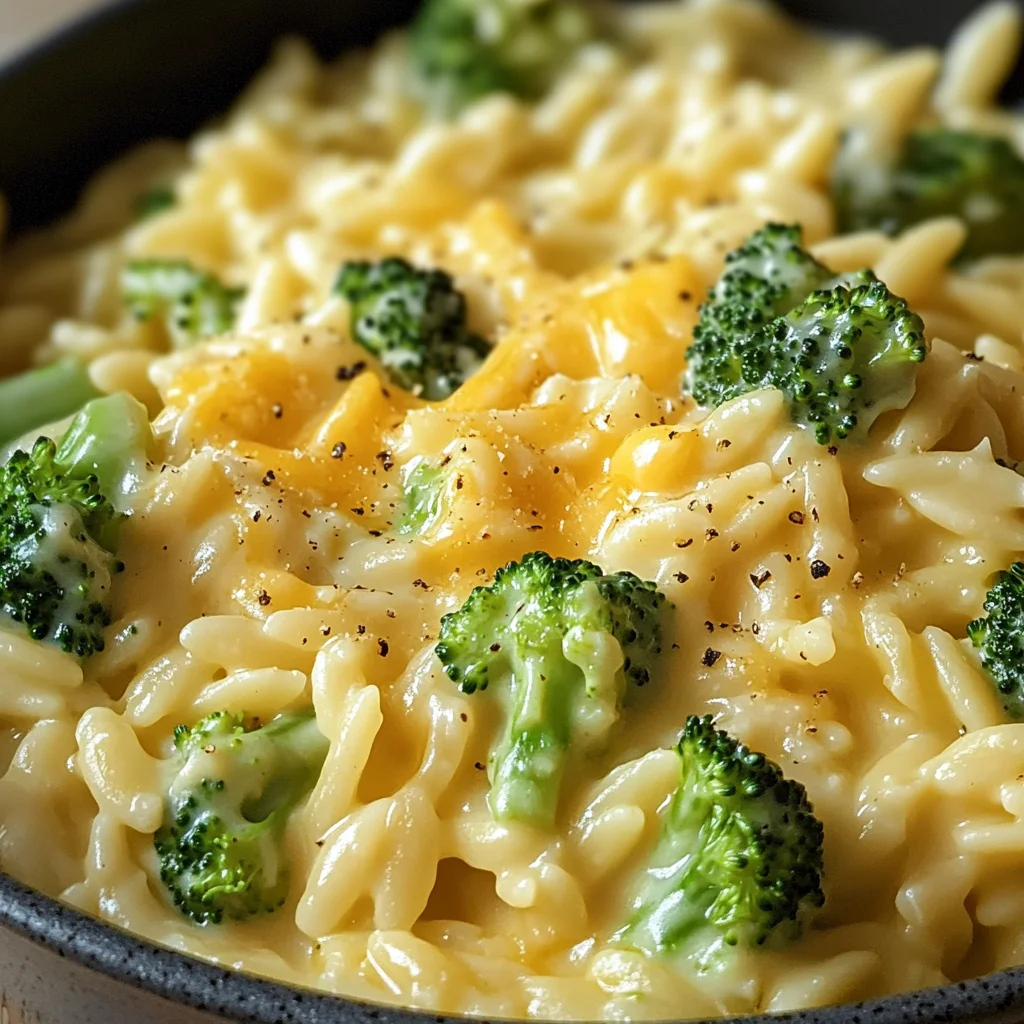 Creamy One-Pot Broccoli Cheddar Orzo
