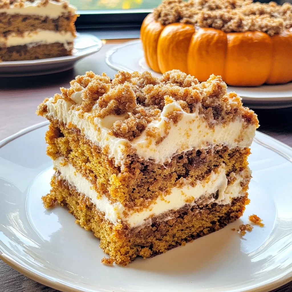 Pumpkin Cake with Cream Cheese and Streusel Topping