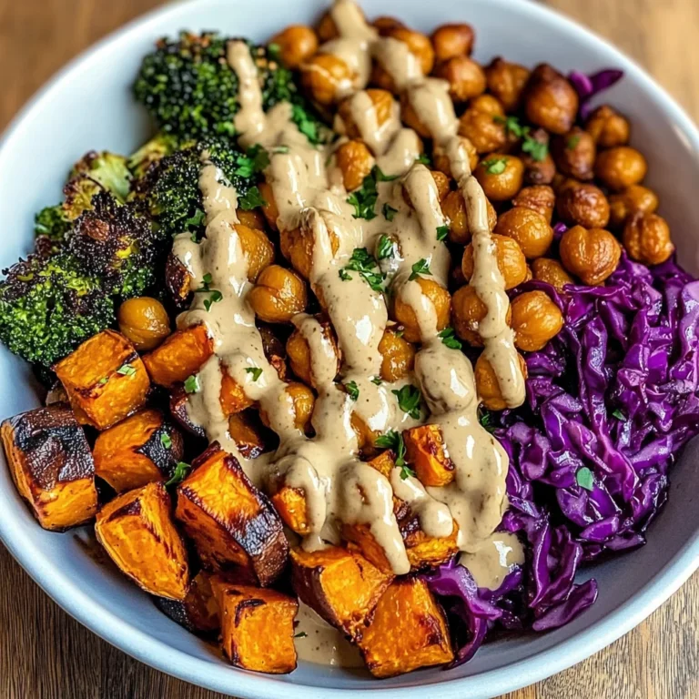 Roasted Veggie & Chickpea Bowls with Maple Dijon Tahini Dressing