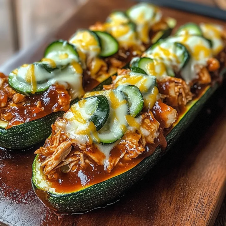 Sticky BBQ Chicken Zucchini Boats